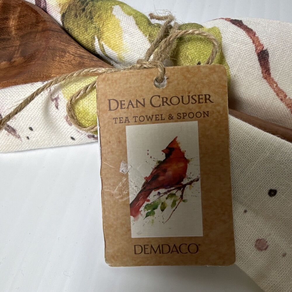 DEMDACO Dean Crouser Cardinal Bird Tea Towel & Spoon 2pc Set, Machine Wash - Picture 2 of 6
